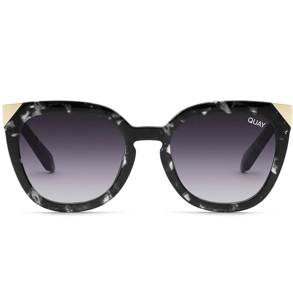 Quay Australia Noosa Metal Black Tortoise Smoke 55mm Cat Eye Sunglasses